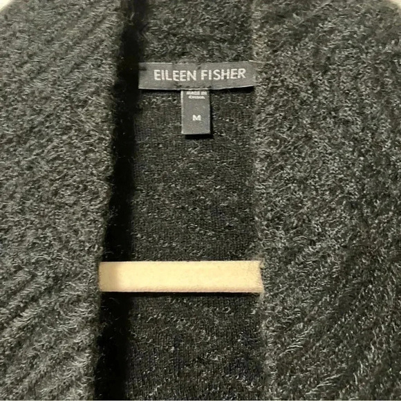 Eileen Fisher  black mohair wool blend open cardigan - Picture 3 of 5